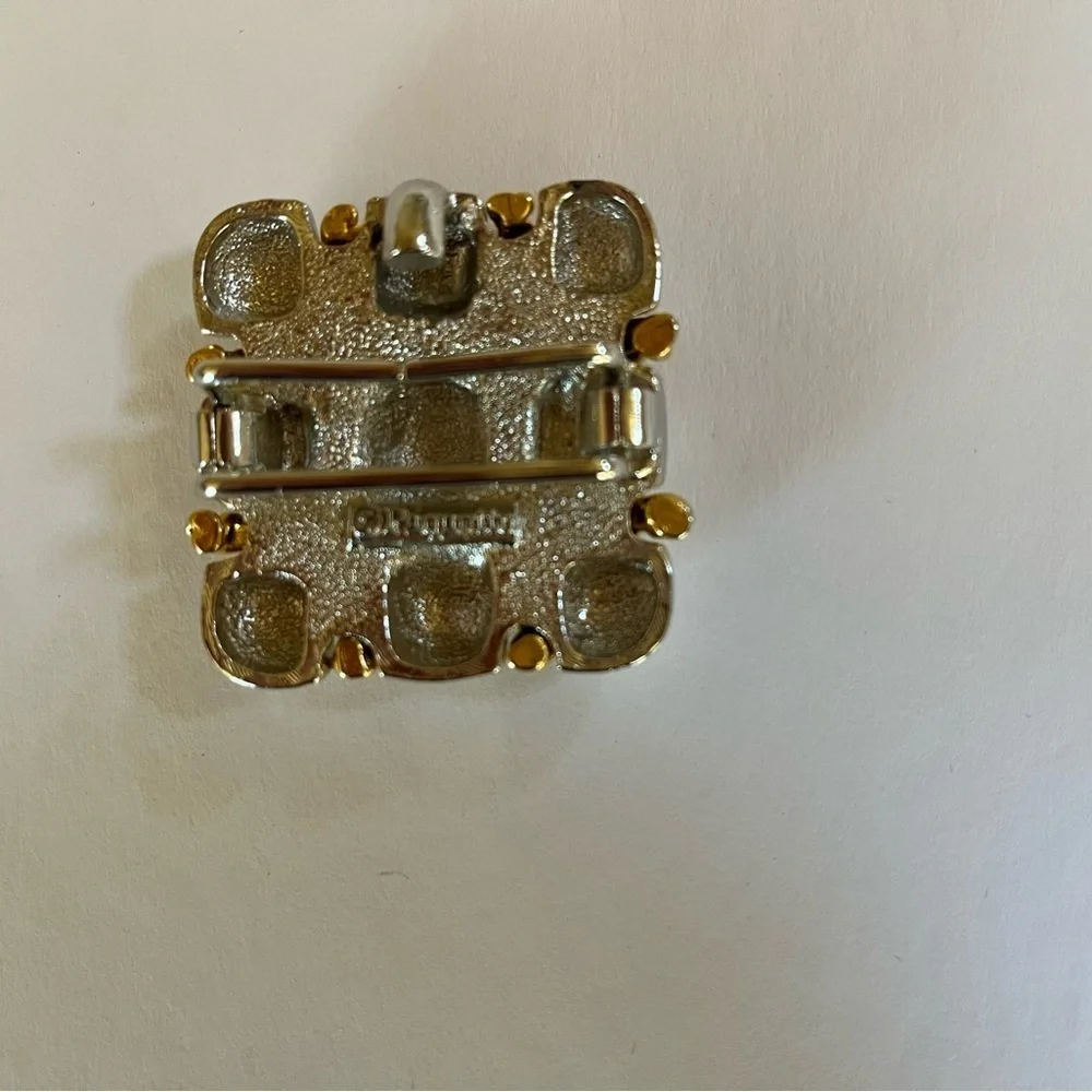 VTG Paquette Gold and Silver Tone Tic Tac Toe Square Interlocking Belt Buckle OS